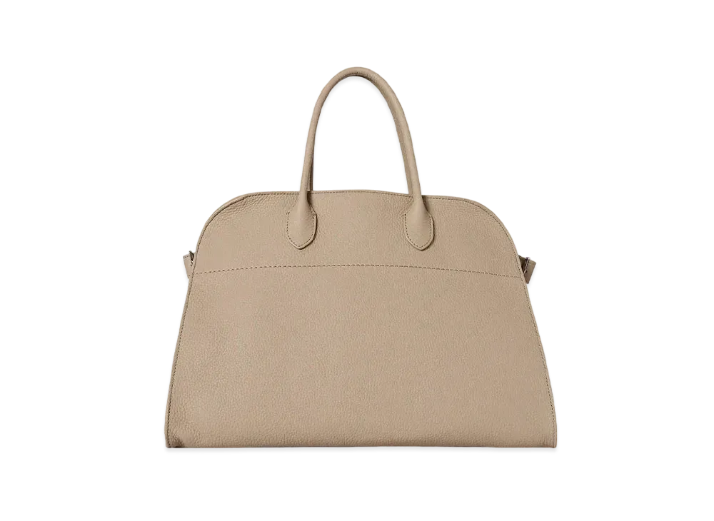 The Row Soft Margaux 15 Bag in Leather "Taupe"