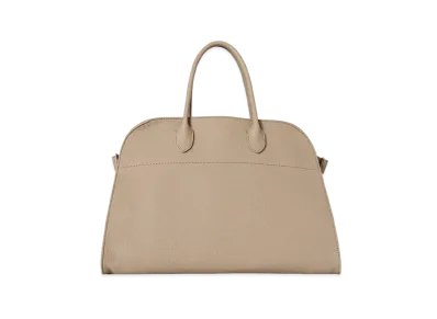 The Row Soft Margaux 15 Bag in Leather "Taupe"