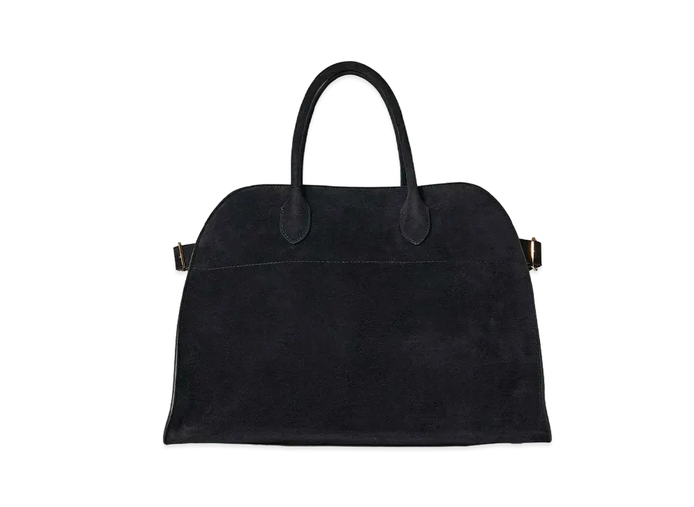 The Row Soft Margaux 15 Bag in Suede "Black"