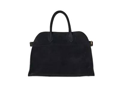 The Row Soft Margaux 15 Bag in Suede "Black"