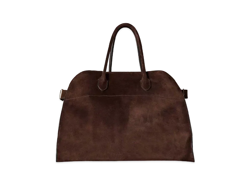 The Row Soft Margaux 15 Bag in Suede "Mocha"