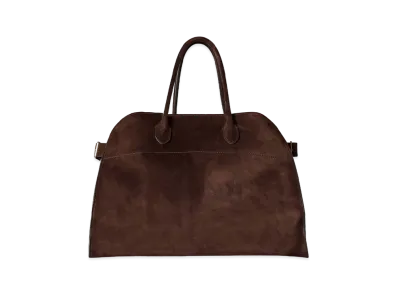 The Row Soft Margaux 15 Bag in Suede "Mocha"