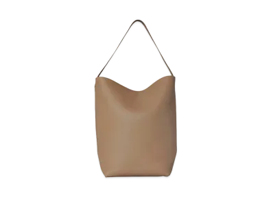 The Row Large N/S Park Tote Bag in Leather "Dark Taupe"