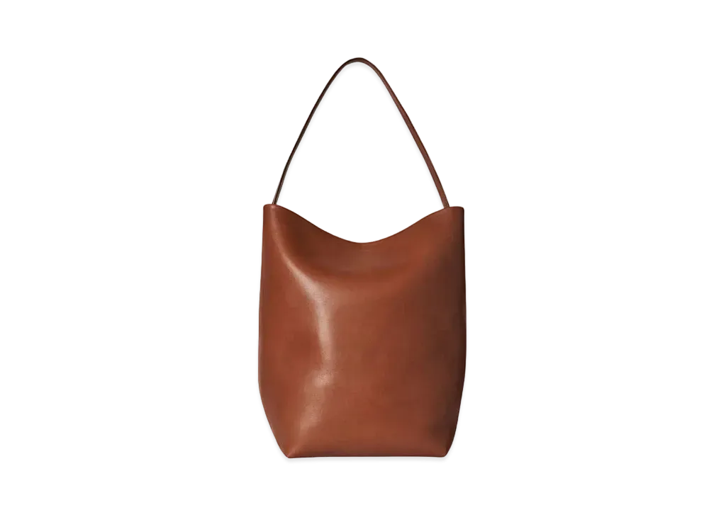 The Row Large N/S Park Tote Bag in Leather "Dark Leather"