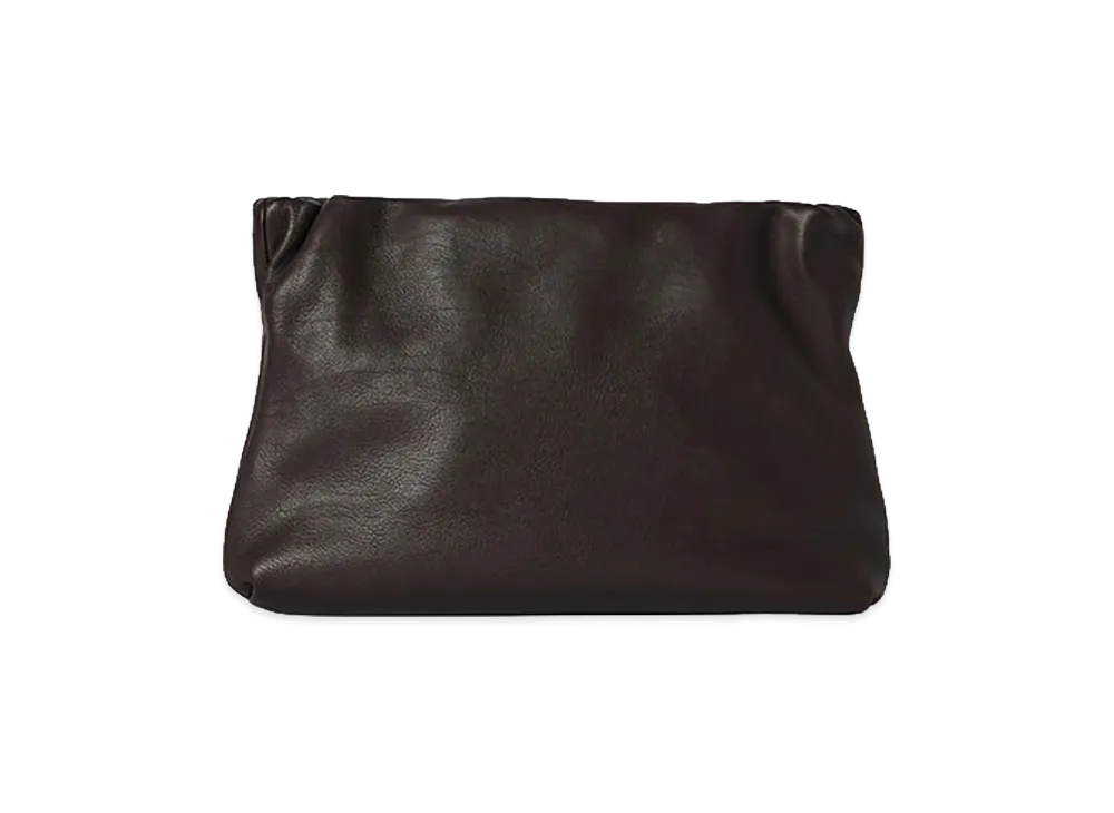 The Row Women's Bourse Leather Clutch Bag "Dark Brown"