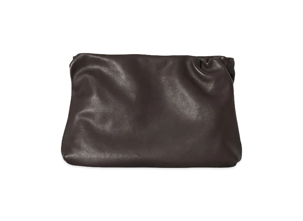 The Row Women's Large Bourse Leather Clutch "Dark Brown"