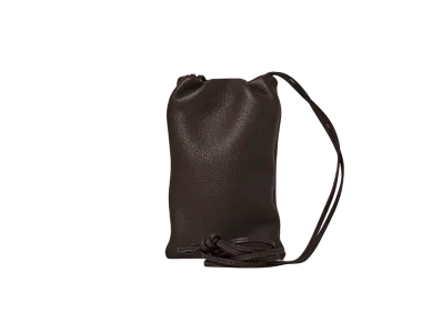 The Row Bourse Phone Case in Leather "Dark Brown"