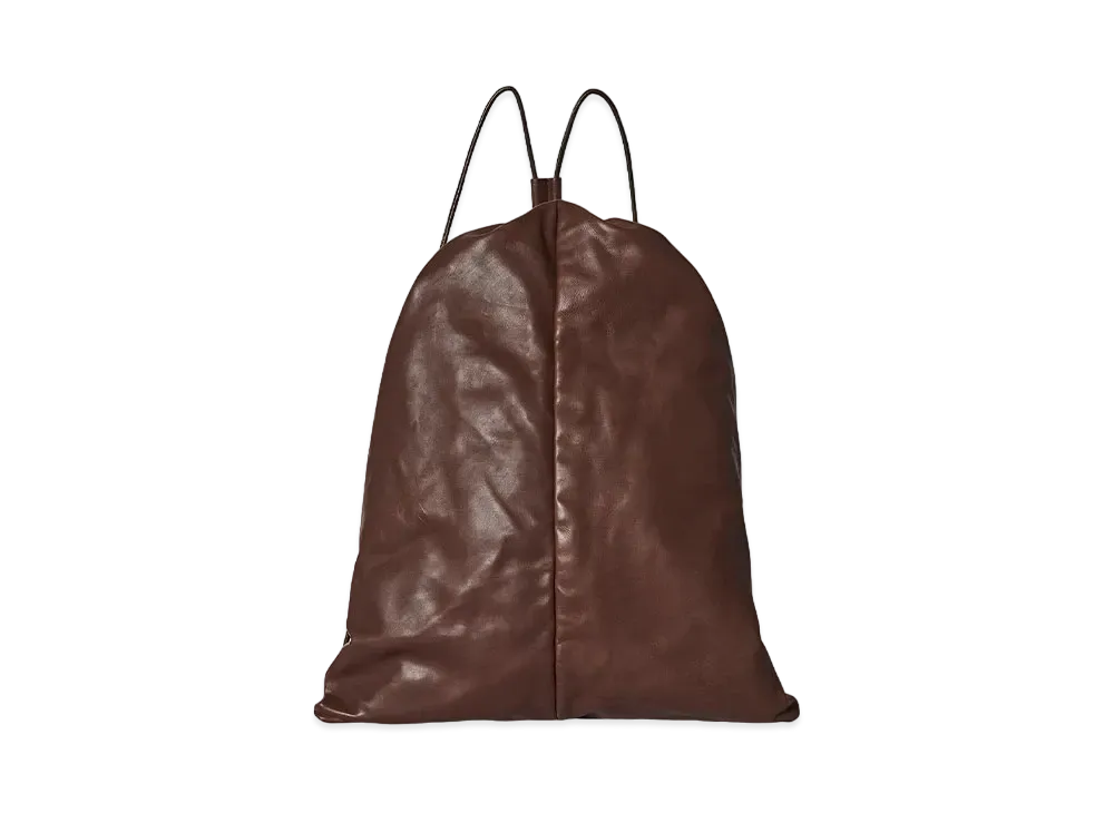 The Row Puffy Backpack in Leather "Chocolate"