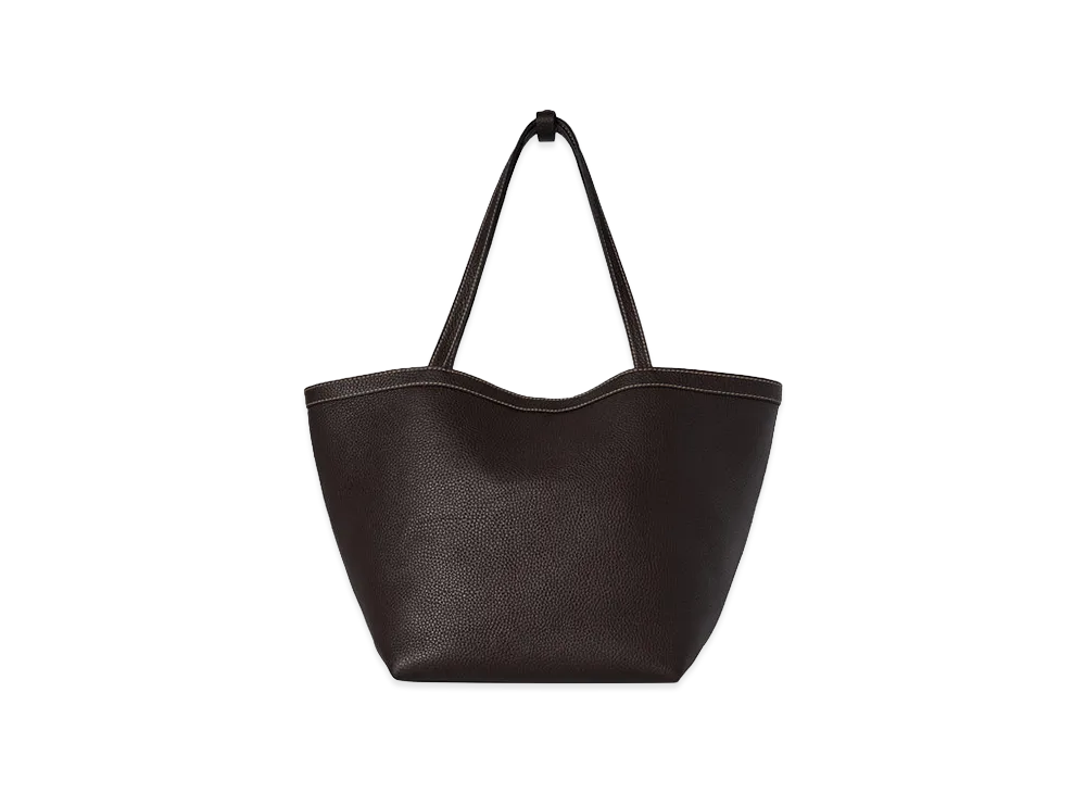 The Row Women's Park Tote Three Stitch Leather Bag "Dark Brown/Ecru"