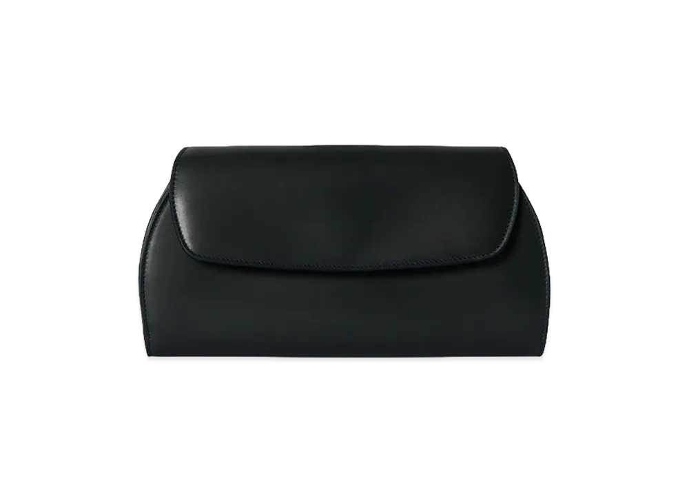 The Row Women's Curved Leather Clutch Bag "Dark Pine"