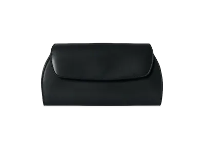 The Row Women's Curved Leather Clutch Bag "Dark Pine"
