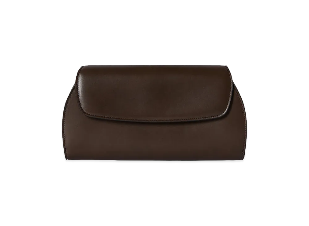 The Row Women's Curved Leather Clutch Bag "Dark Brown"