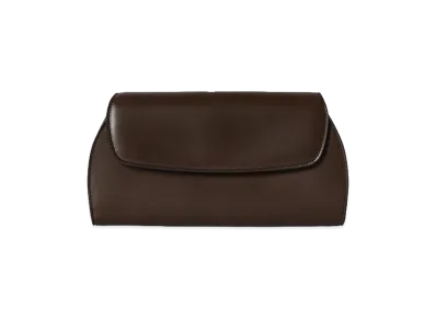 The Row Women's Curved Leather Clutch Bag "Dark Brown"