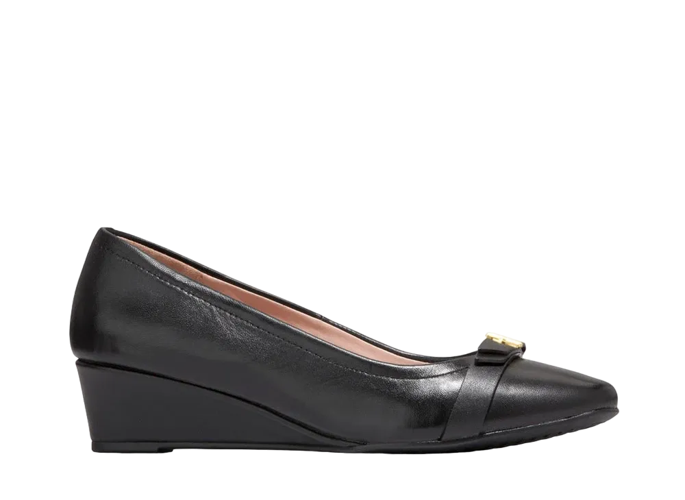 COLE HAAN Women's Malta Wedge 40mm "Black Leather" W26394 Medium