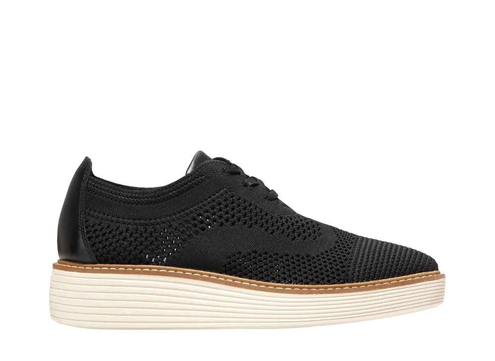 COLE HAAN Women's Original Grand Platform Stitchlite Oxford "Black Knit/Ivory"W28352 Medium