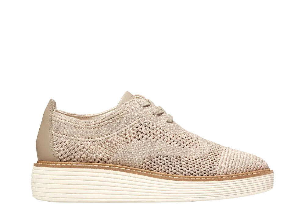 COLE HAAN Women's Original Grand Platform Stitchlite Oxford "CH Rye Knit/Ivory" W28354 Medium