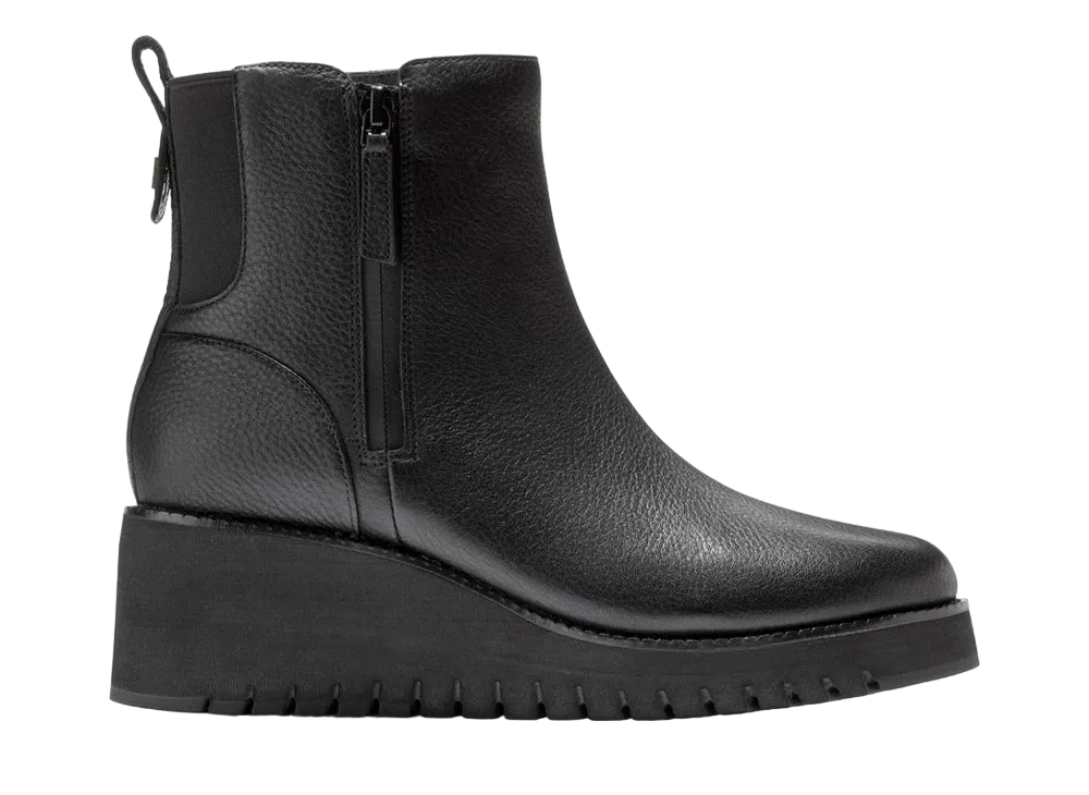 COLE HAAN Women's Zerogrand City Wedge Side Zip Boot Waterproof "Black/Black Waterproof" W28705 Medium