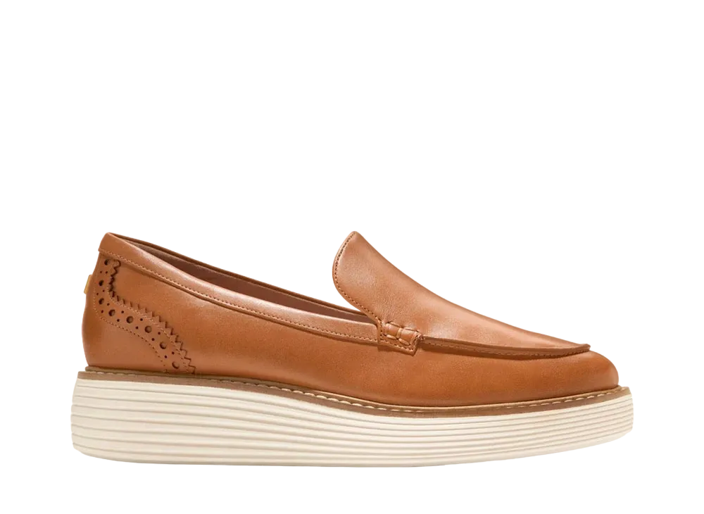 COLE HAAN Women's Original Grand Platform Venetian Slip-On Loafer "Pecan/Ivory" W28729 Medium