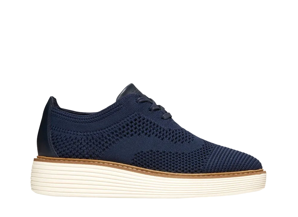 COLE HAAN Women's Original Grand Platform Stitchlite Oxford "Navy Blazer Knit/Ivory" W28832 Medium