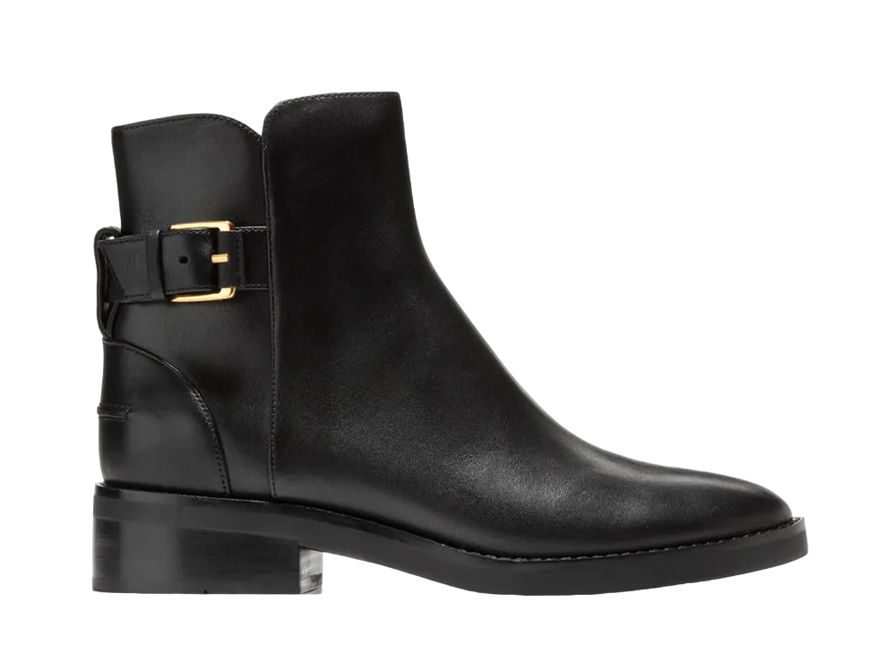 COLE HAAN Women's Hampshire Buckle Bootie "Black Leather" W29163 Medium