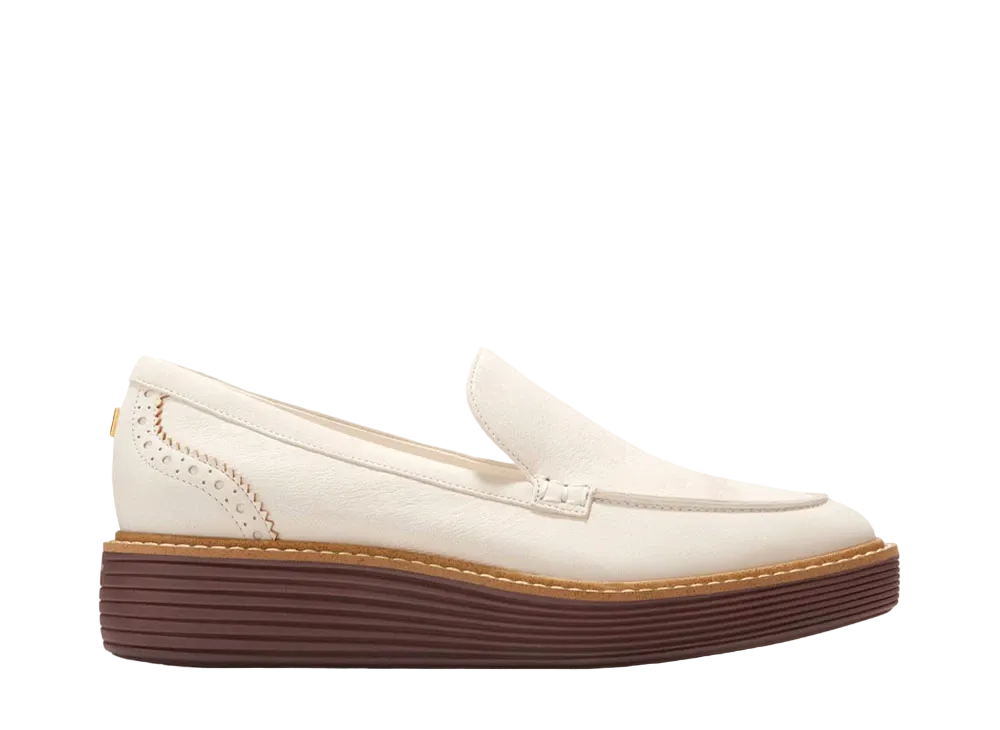 COLE HAAN Women's Original Grand Platform Venetian Slip-On Loafer "Ivory Nubuck/CH Blood Stone" W29403 Medium