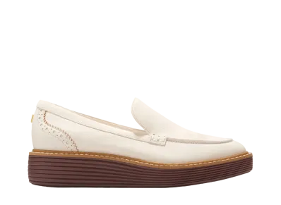 COLE HAAN Women's Original Grand Platform Venetian Slip-On Loafer "Ivory Nubuck/CH Blood Stone" W29403 Medium