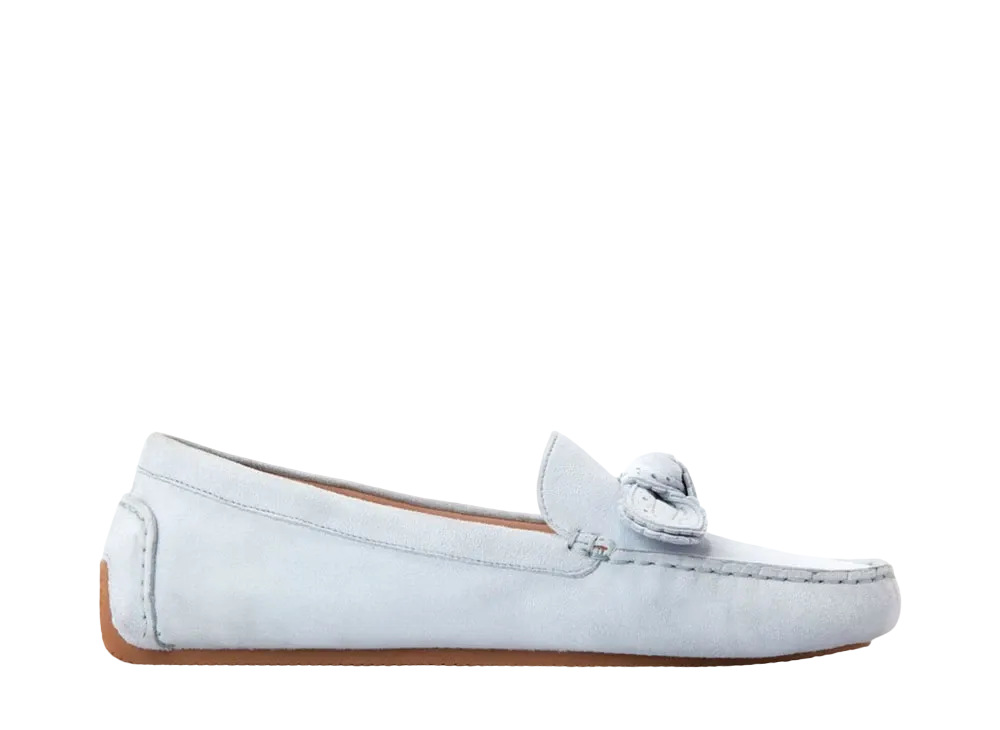 COLE HAAN Women's Bellport Bow Driver "Heather Blue Suede" W29550 Medium
