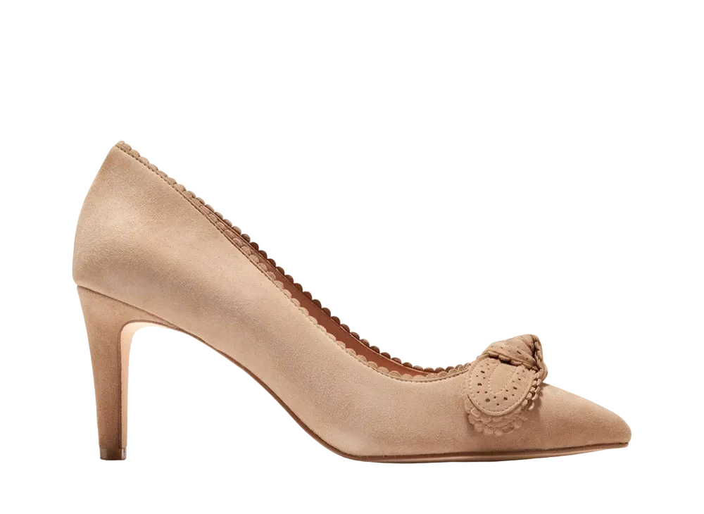 COLE HAAN Women's Bellport Bow Pump "Brush Tan Suede" W29850 Medium