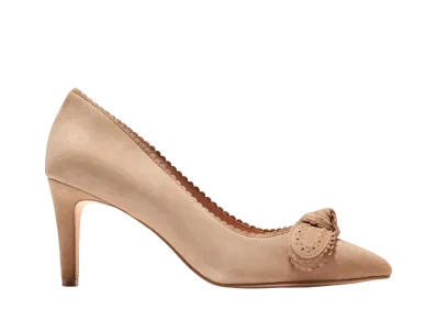 COLE HAAN Women's Bellport Bow Pump "Brush Tan Suede" W29850 Medium