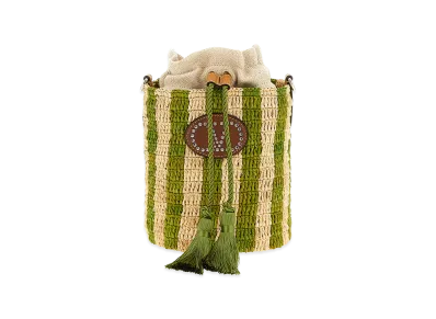 Valentino Garavani Women's Raffia Small Bucket Bag "Green"