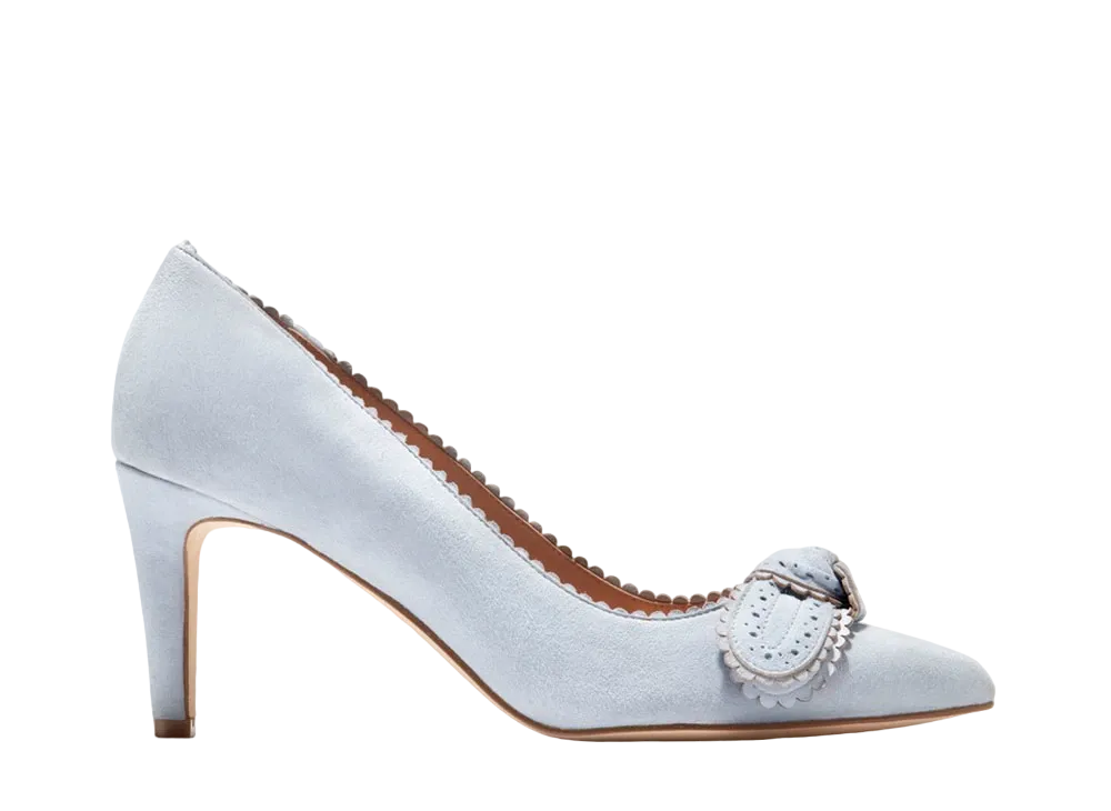 COLE HAAN Women's Bellport Bow Pump "Heather Blue Suede" W30058 Medium
