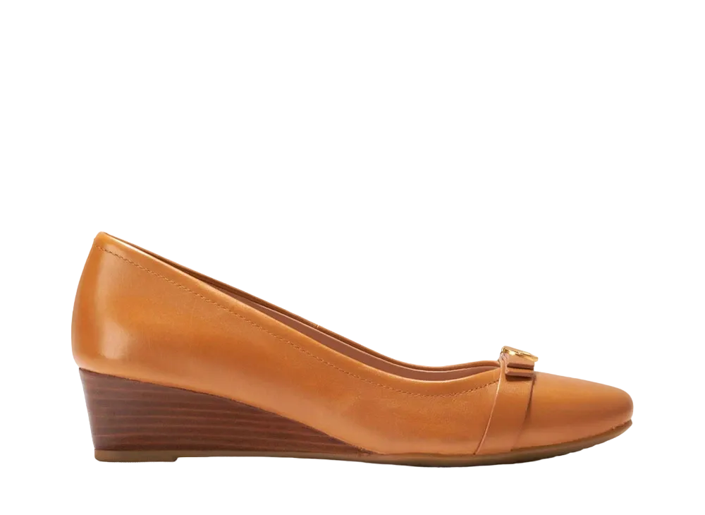 COLE HAAN Women's Malta Wedge 40mm "Pecan Leather/Nut Stack" W30221 Medium