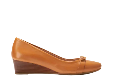 COLE HAAN Women's Malta Wedge 40mm "Pecan Leather/Nut Stack" W30221 Medium