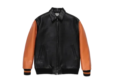 WACKO MARIA LEATHER VARSITY JACKET "Orange"
