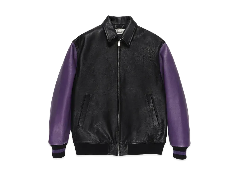 WACKO MARIA LEATHER VARSITY JACKET "Purple"