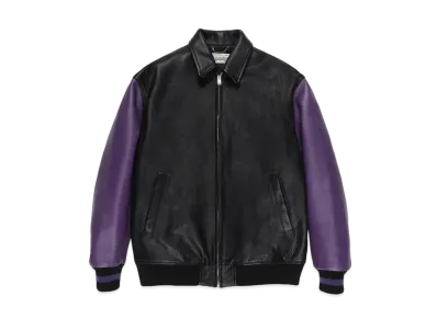 WACKO MARIA LEATHER VARSITY JACKET "Purple"
