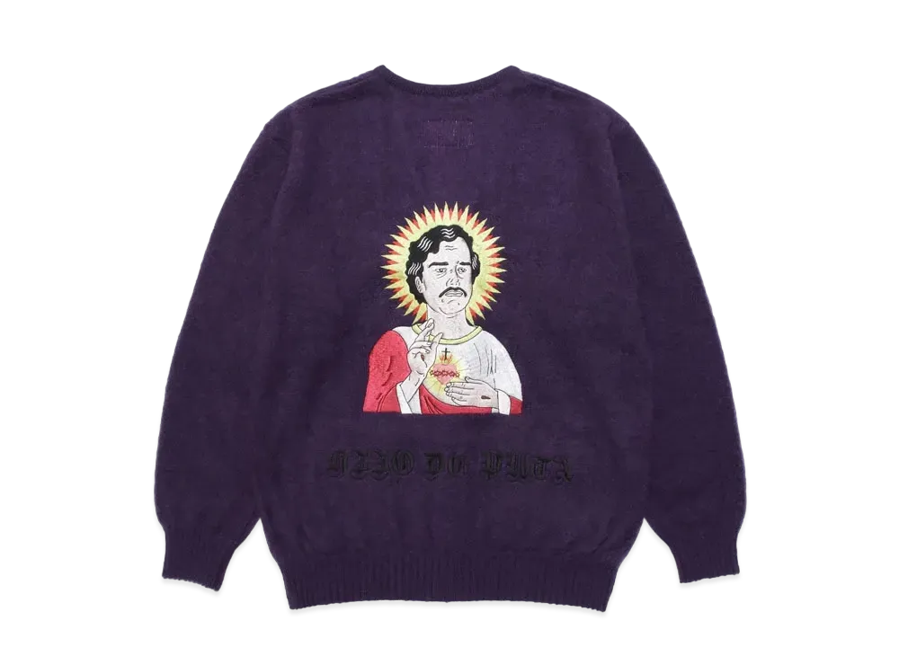 WACKO MARIA MOHAIR KNIT CARDIGAN "Purple"