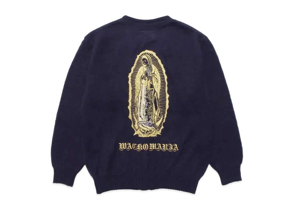 WACKO MARIA MOHAIR KNIT CARDIGAN "Navy"