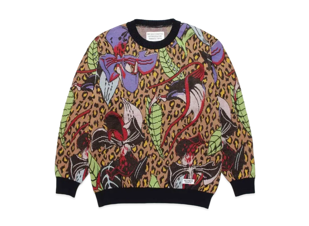 WACKO MARIA HIYATSUKAZU KNIT JACQUARD SWEATER "Camel"