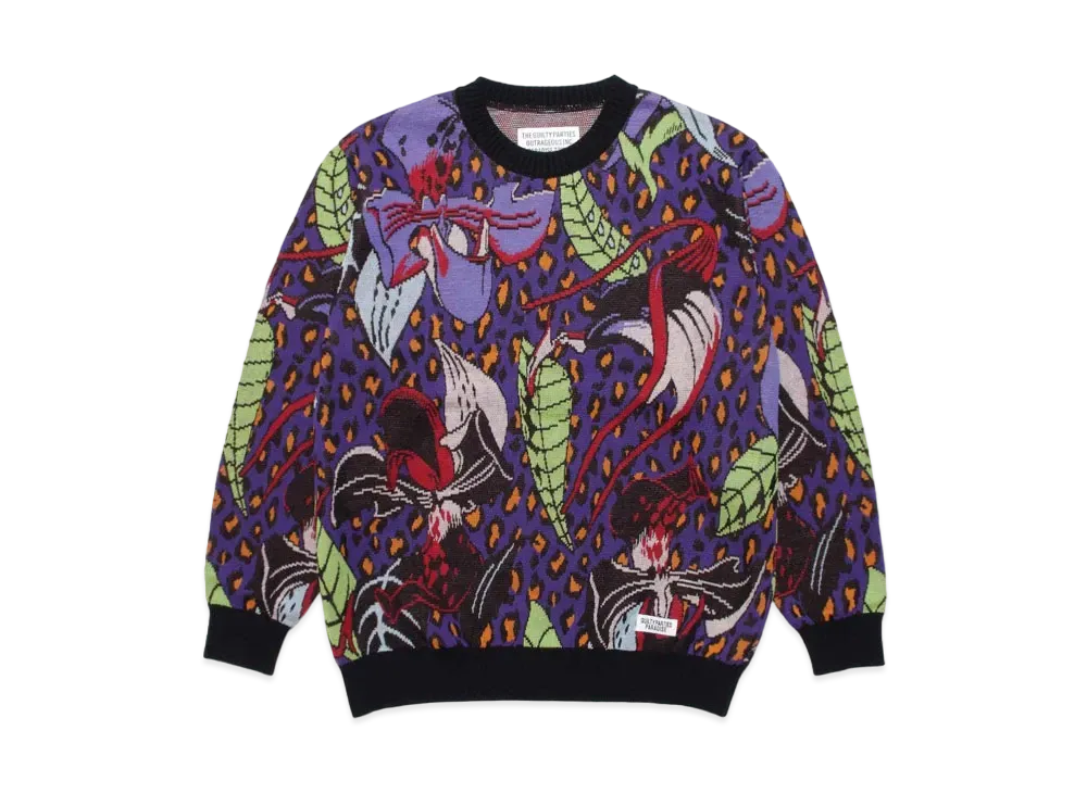 WACKO MARIA HIYATSUKAZU KNIT JACQUARD SWEATER "Purple"