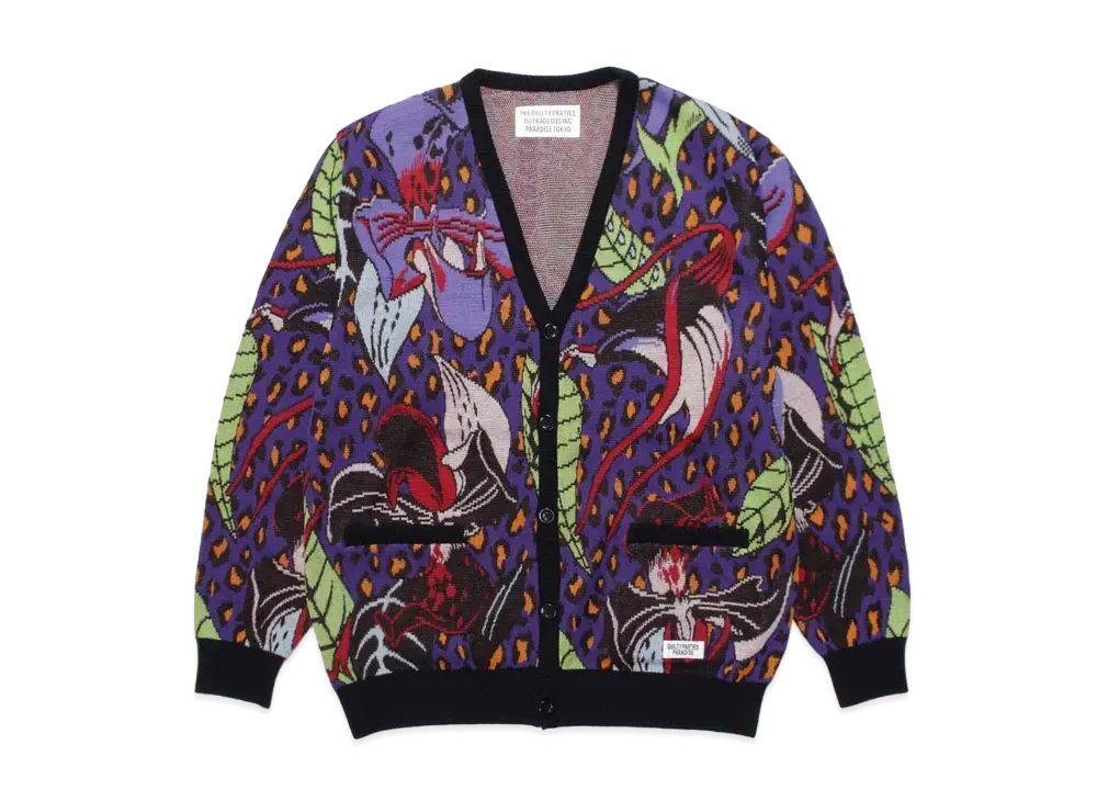 WACKO MARIA HIYATSUKAZU KNIT JACQUARD CARDIGAN"Purple"