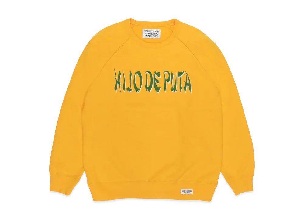 WACKO MARIA WASHED HEAVY WEIGHT SWEAT SHIRT "Yellow"