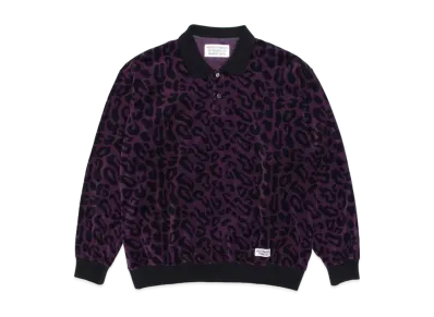 WACKO MARIA Leopard VELOUR POLO SHIRT "Purple"