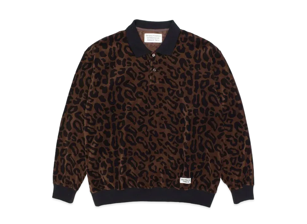 WACKO MARIA Leopard VELOUR POLO SHIRT "Beige"