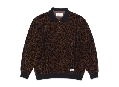WACKO MARIA Leopard VELOUR POLO SHIRT "Beige"