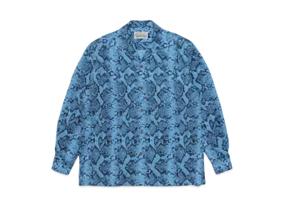 WACKO MARIA PYTHON OPEN COLLAR SHIRT "Blue"