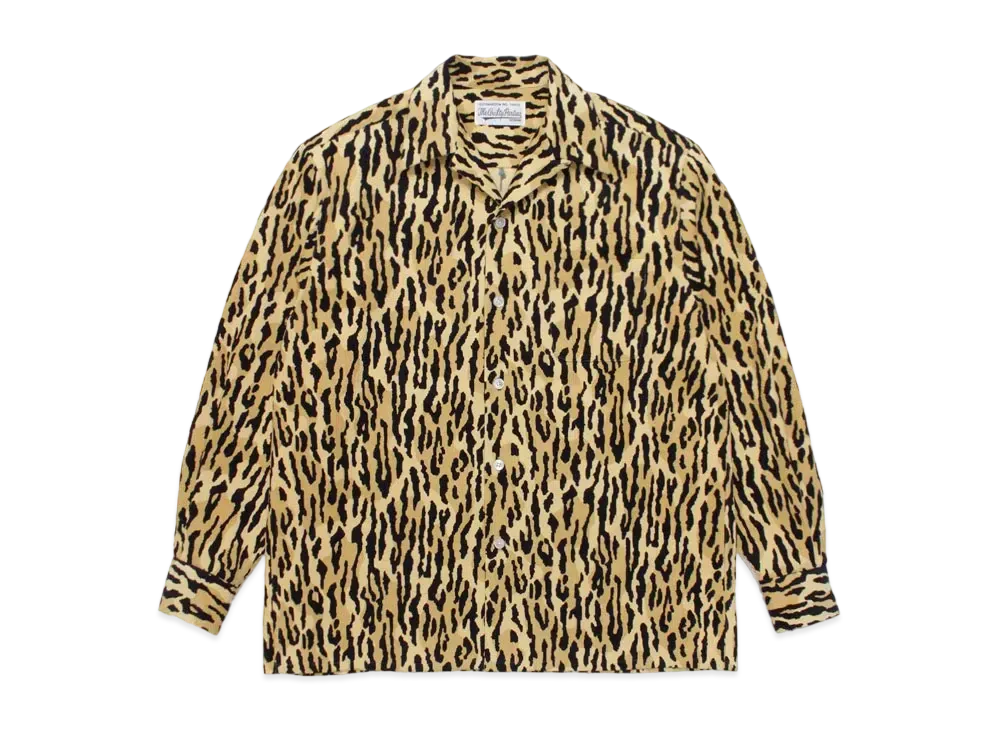 WACKO MARIA Leopard CORDUROY OPEN COLLAR SHIRT "Yellow"