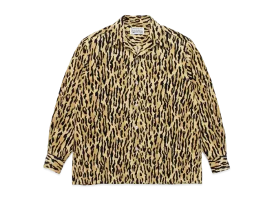 WACKO MARIA Leopard CORDUROY OPEN COLLAR SHIRT "Yellow"