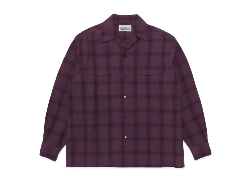 WACKO MARIA CHECK OPEN COLLAR SHIRT "Purple"