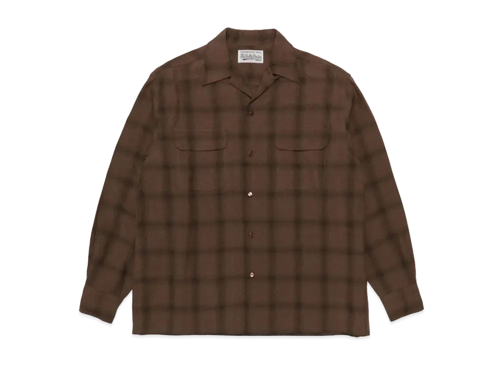 WACKO MARIA CHECK OPEN COLLAR SHIRT "Brown"